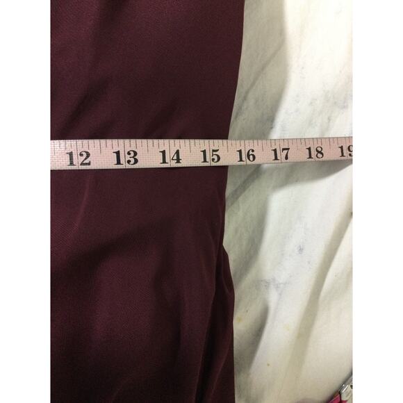 FORMAL PARTY SZ 8 M burgundy vneck flutter sleeve corset maxi dress NEW B43 - Picture 5 of 8
